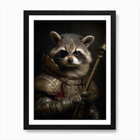 Vintage Portrait Of A Crab Eating Raccoon Dressed As A Knight 3 Art Print