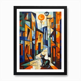 Painting Of Rome With A Cat In The Style Of Cubism, Picasso Style 2 Art Print