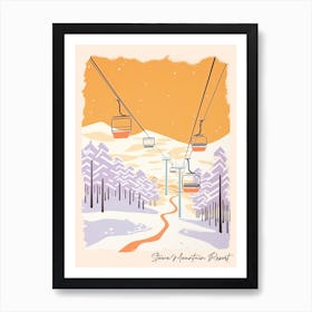 Poster Of Stowe Mountain Resort   Vermont, Usa, Ski Resort Pastel Colours Illustration 1 Art Print