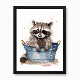 A Panama Canal Raccoon Watercolour Illustration Story 4 Art Print