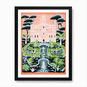 Palace Of Queluz Gardens Abstract Riso Style 2 Art Print