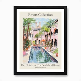 Poster Of The Cloister At The Sea Island Resort Collection   Sea Island, Georgia   Resort Collection Storybook Illustration 2 Art Print