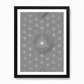 Geometric Glyph Sigil with Hex Array Pattern in Gray n.0140 Art Print