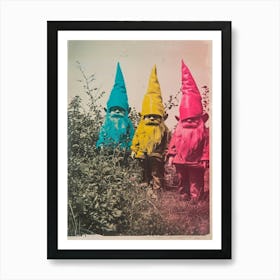 Retro Photo Of Gnomes In The Garden 1 Art Print