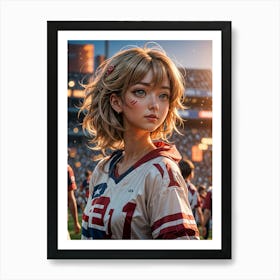 Anime Girl In Football Uniform 1 Art Print