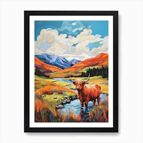 Highland Cow Paint Illustration 3 Art Print
