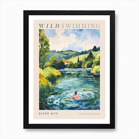 Wild Swimming At River Wye Herefordshire Poster Art Print