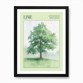 Lime Tree Atmospheric Watercolour Painting 2 Poster Art Print