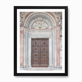 Wooden Door Of A Church In Tuscany in Italy Art Print