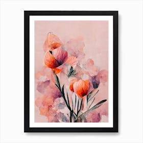 Abstract Coral Flowers Art Print