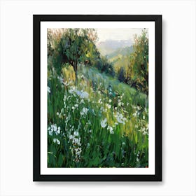 White Flowers In The Meadow Art Print