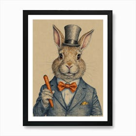 Rabbit In Top Hat 2 Art Print