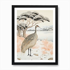 Winter Bird Painting Emu 2 Art Print
