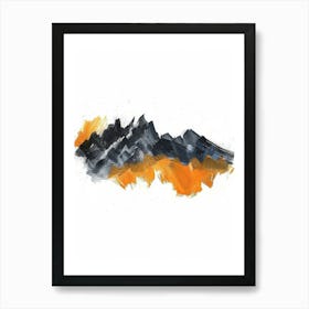 Mountains In Orange And Black Art Print