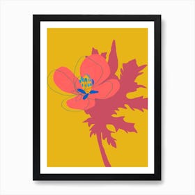 Flower On A Yellow Background Art Print