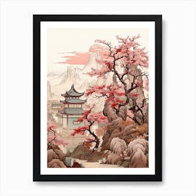 Chinese Plum  Flower Victorian Style 1 Art Print