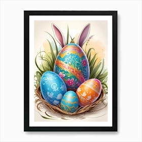 Easter Eggs In The Nest 1 Art Print