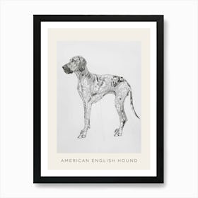 American English Hound Dog Line Sketch 1 Poster Art Print