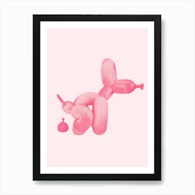 Pooping Balloon Dog Pink Retro Art Print