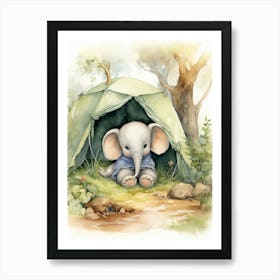 Elephant Painting Camping Watercolour 1 Art Print
