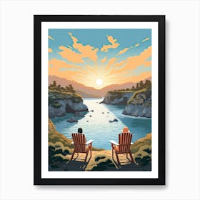 Big Sur California, Usa, Graphic Illustration 4 Art Print