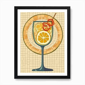 Fruity Cocktail With Geometric Background 3 Art Print