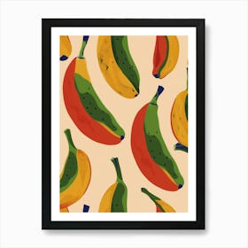 Banana Pattern Illustration 1 Art Print