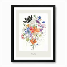 Nigella 5 Collage Flower Bouquet Poster Art Print