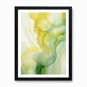 Green, White, Gold Flow Asbtract Painting 6 Art Print