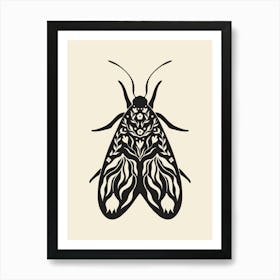 Folk Art Moth 02 - Ink Art Print