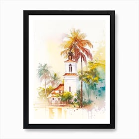 Trancoso Brazil Watercolour Pastel Tropical Destination Art Print