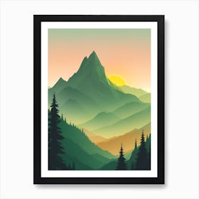 Misty Mountains Vertical Composition In Green Tone 120 Art Print