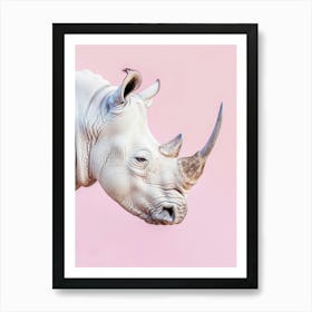 Rhino On Pink Background 1 Art Print