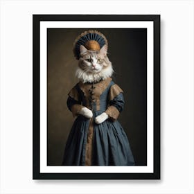 Cat in an old dress 1 Art Print