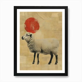 Sheep With Red Sun Art Print