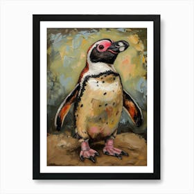 African Penguin Robben Island Oil Painting 4 Art Print