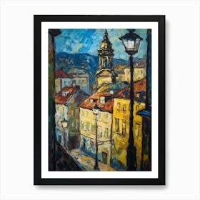 Window View Of Prague In The Style Of Expressionism 2 Art Print