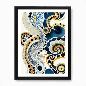 Mimic Octopus Vintage Graphic Watercolour Art Print