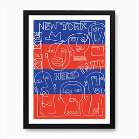 Ny Paris Line Art Print