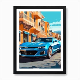 A Chevrolet Camaro In French Riviera Car Illustration 4 Art Print
