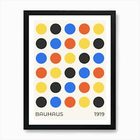 Bauhaus Abstract colorful Circles retro shape mid century style design Art Print