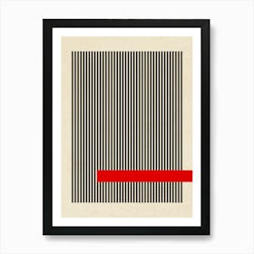 Minimalist LineArt: Red Stripe Disruption Art Print