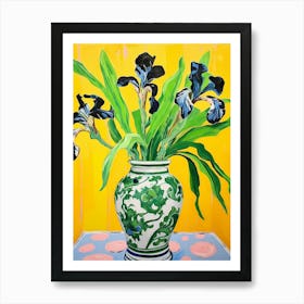 Flowers In A Vase Still Life Painting Iris 1 Art Print