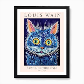 Louis Wain, A Cat In Gothic Style, Blue Cat Poster 1 Art Print