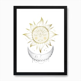 Sonne und Mond Poster, Boho-Stil für Wohnzimmer