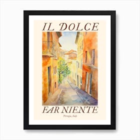 Il Dolce Far Niente Perugia, Italy Watercolour Streets 3 Poster Art Print