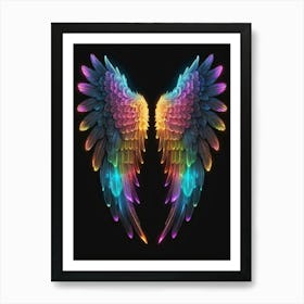 Neon Angel Wings 20 Art Print