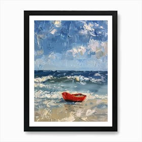 Red Boat On The Beach Art Print