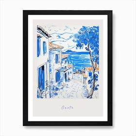 Crete Greece 2 Mediterranean Blue Drawing Poster Art Print