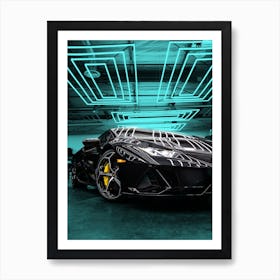 Black Light Cars Art Print